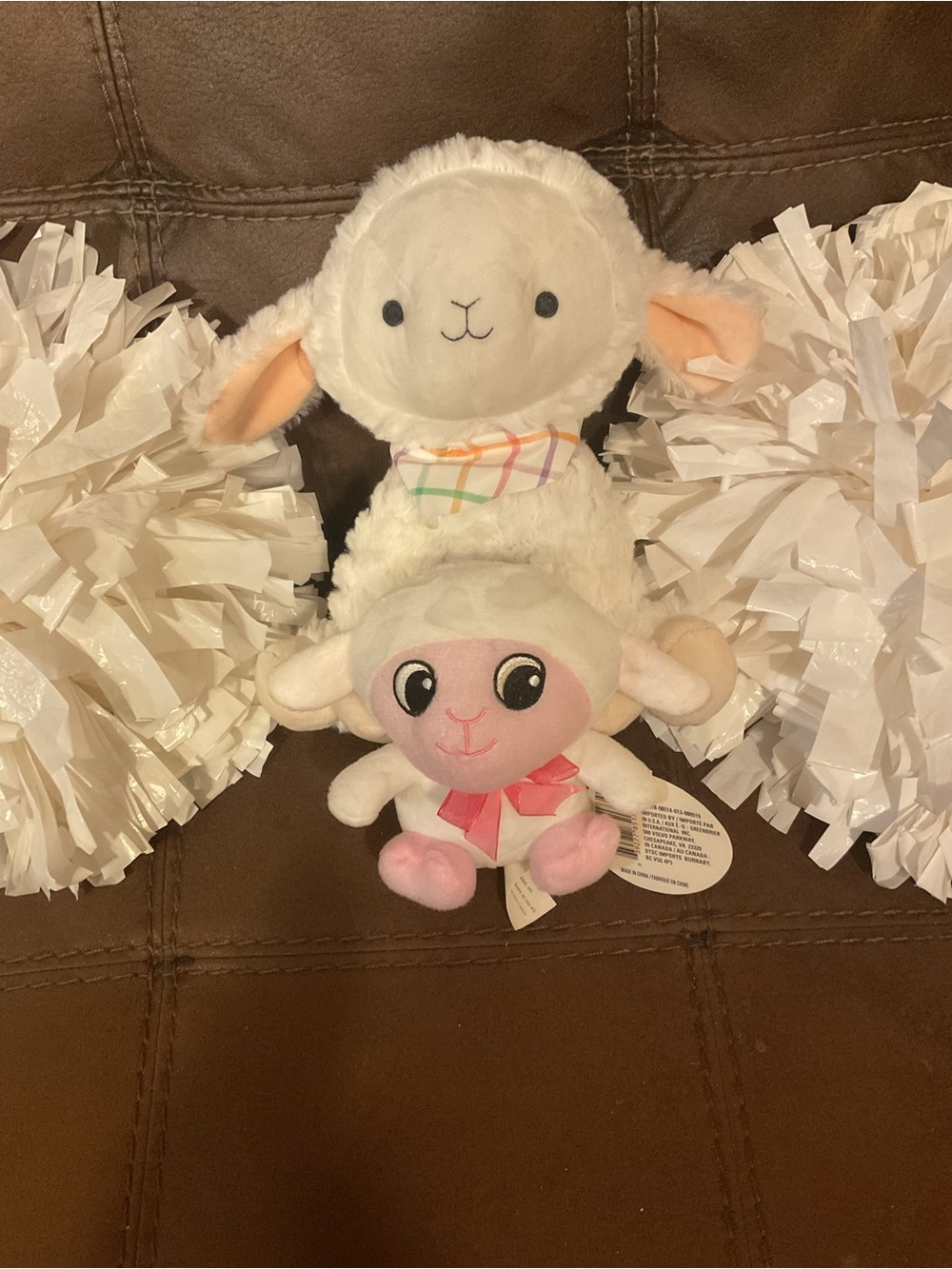 ADORABLE HALL MARK White and Pink Lamb TOY Stack Plush BOTH NEW 9”&6”